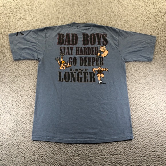 Bad Boys Club Other - VTG Bad Boys Club Shirt Mens L Blue Stay Harder Go Deeper Last Longer 90s USA